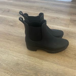 stylish black rain boots
